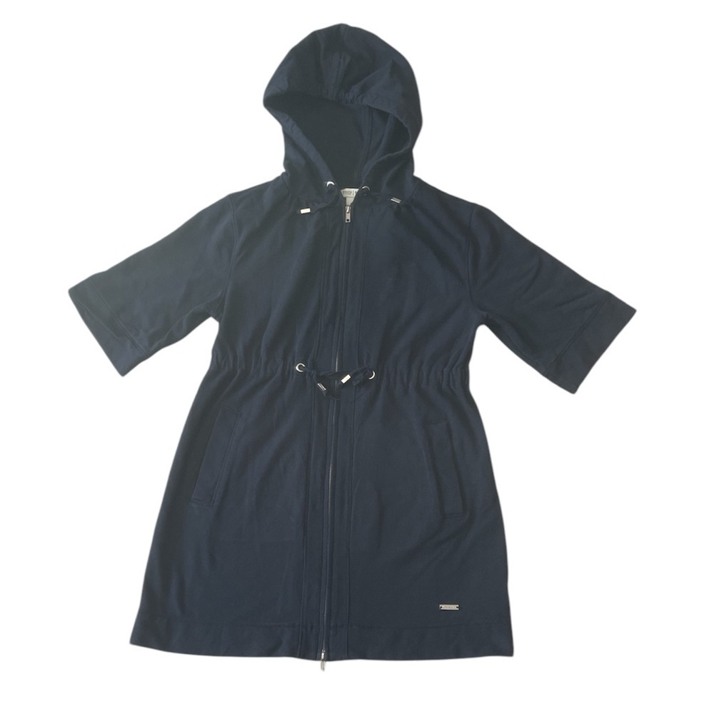 White House Black Market Black Hooded Zip-Up Cover-Up Sweater Size Small